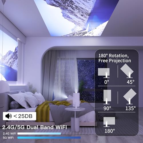 Image of Portable Mini Projector 4K Support, Full HD 1080P Android 11 Smart Projector with WiFi 5G & Bluetooth 5.0, 180 Rotatable Home Cinema Projector (Hy Projector)
