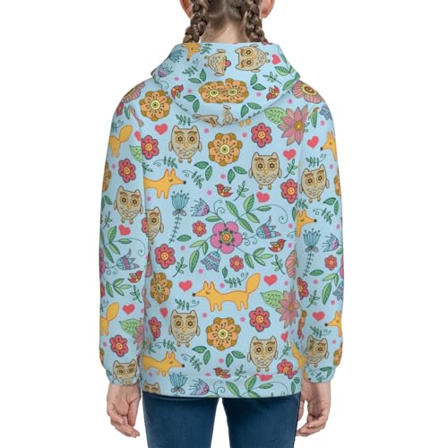 Cartoon Foxes and Owls Kids Pullover Hoodies Boys Sweatshirts Girls Athletic Clothes with Pocket4