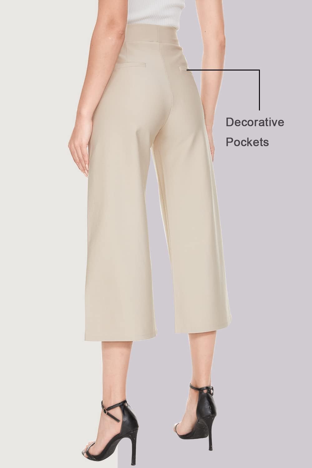 Tsful Wide Leg Pants for Women Trousers High Waisted Dress Pants Business Casual Summer Capris Stretch Pull On Work Slacks - Image 4