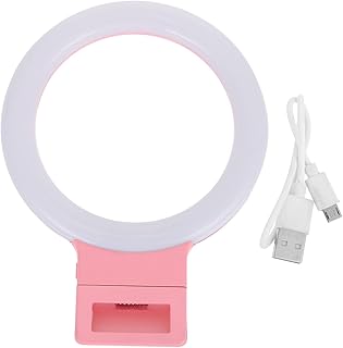Mobestech LED Circle Light Pink Circle Phone Light Live Smartphone Conference Video Clip for Type Lighting Ring Selfie Laptop Makeup on Led Professional Shooting Tablet Clip on Ring Light