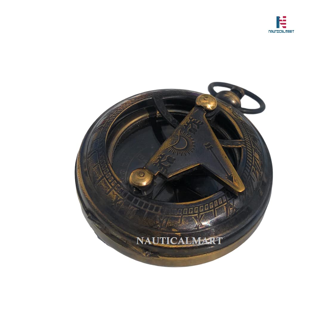 Nauticalmart - Brújula de latón con botón de presión, Antique