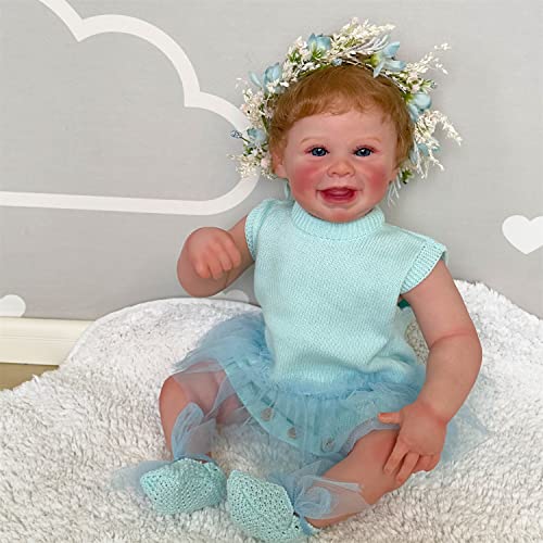 Zero pam 20 Zoll Reborn Puppe Mädchen Realistisch Silikon Baby Puppen Mit Haar Blaue Augen Lebensecht Reborn Toddler 50CM Reborn Baby Puppen Wie Echt Weicher Stoffkörper – Bild 6