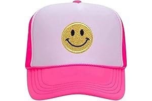 Neon Smiley Trucker Hat for Bold Expression