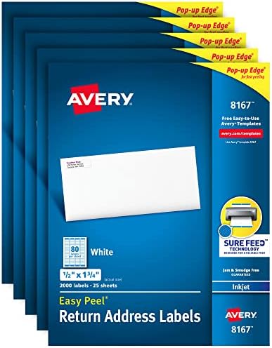 Avery Address Labels with Sure Feed for Inkjet Printers, 0.5 ...
