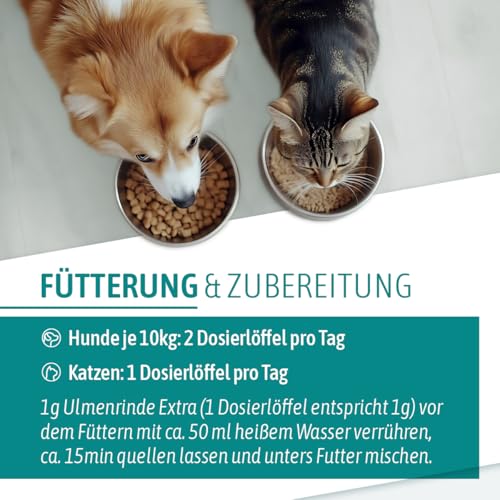 AniGo Ulmenrinde Extra – ohne Aufkochen für Hunde & Katzen – bei Neigung zu Durchfall – unterstützt den natürlichen Schutzfilm im Magen-Darm I Stark schleimend & naturrein I Slippery Elm Bark