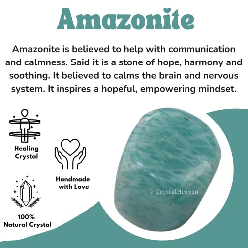 Image of Amazonite Crystal Healing Tumbled Stone, Natural Polished Crystals for DIY Crafts, Manifestation, Meditation, Pooja Feng Shui and Reiki Healing (30 Grams)