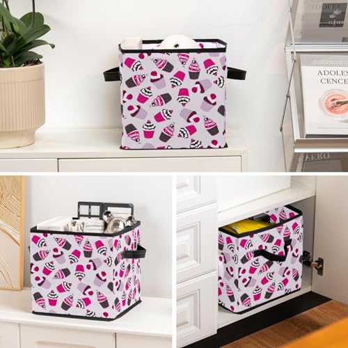 Boîte de rangement pliable en cube avec poignées renforcées - 6