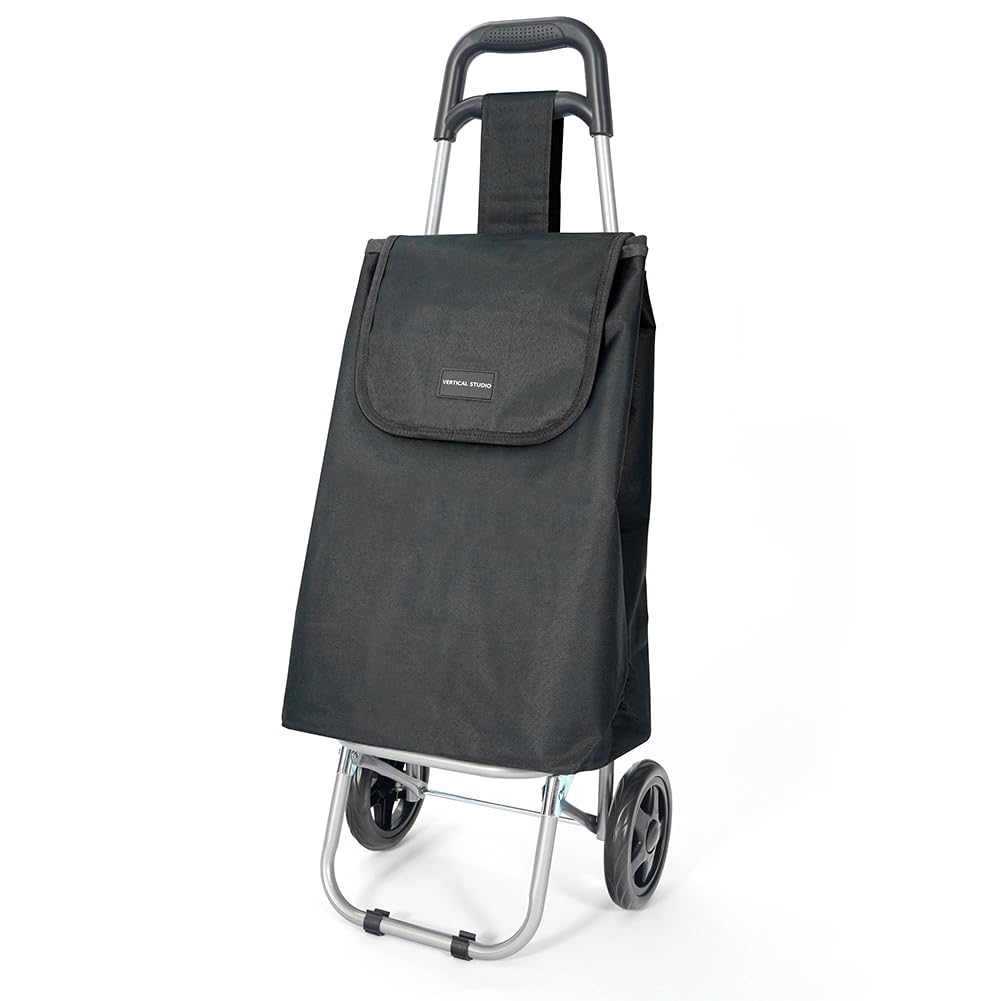 Einkaufstrolley 35 L – Klappbar, leicht & robust, mit Alugestell, Reißverschlusstasche & Klettverschluss – Bis 25 kg Traglast, faltbar & abnehmbar (Schwarz)