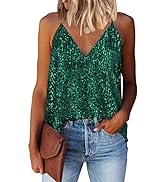 miduo Womens Tank Tops Casual Fashion V Neck Strappy Sequin Sparkle Shimmer Camisole Sleeveless T...