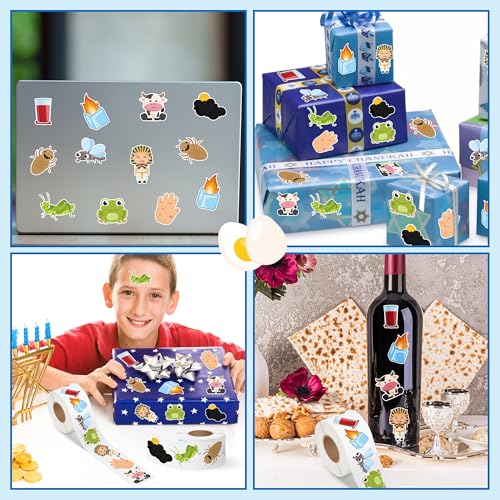 Image of Passover Ten Plagues Sticker - 1000 Pcs The Ten Plagues of Egypt Waterproof Vinyl Reusable Laptop Sticker Roll Coloring Book Scrapbook Water Bottle Page Activity Pad Party Favors Skateboard