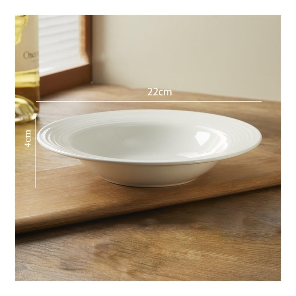 Talerze Obiadowe Biały talerz, talerz na makaron, ceramiczny talerz na sałatkę, zachodni talerz obiadowy, talerz na warzywa