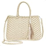 Bolsa De Palha Feminina Perola Alça Transversal Verão Acessório Praia (Palha)