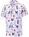 Mens Golf Polo Shirts Short Sleeve Moisture Wicking Dry Fit Performance Casual Funny Golf Polo Shirts for Men Patriotic USA American Flag Shirts for Men
