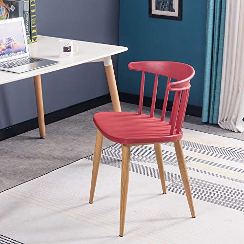 Image of Finch Fox Scandinavian Stylish & Modern Furniture Plastic Living Room Dining Chairs for Cafeteria Seating, Side, Kitchen, Restaurants, Hotels in Red Color (Set of 6)