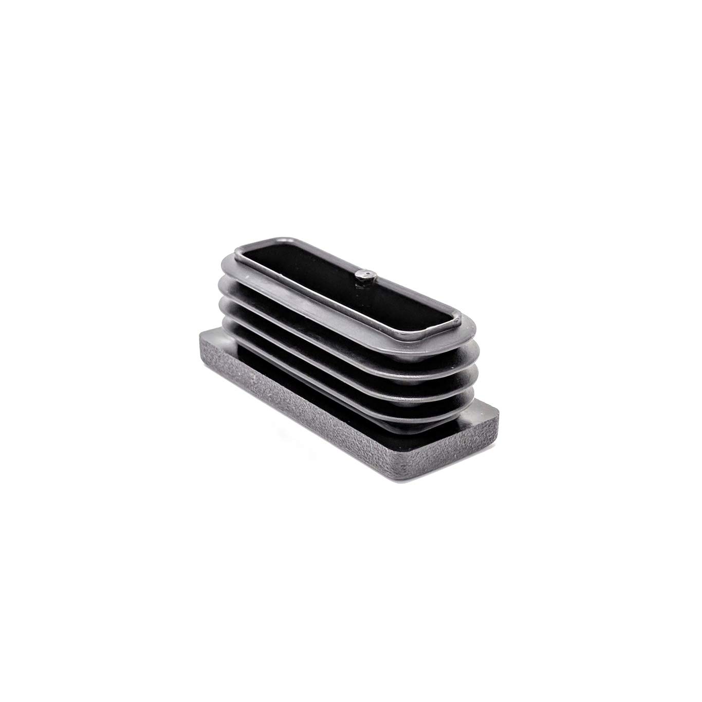 Rectangle Ribbed Plastic Insert Plugs End Caps (Black, 50x20mm See Second Image for Dimensions- Pack of 8) Made in Germany