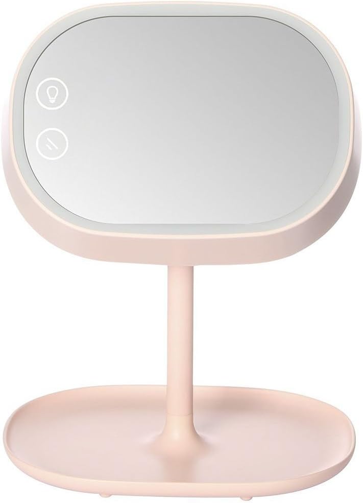 DOXUNGOCreative 2-in-1 Make Up Mirror Light Rechargeable with Table Lamp for Bedroom Home, Smart Makeup Mirror with Touch Sensor LED Night light for Women (pink)