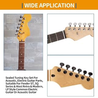 LifCratms Lot de 6 mécaniques noires verrouillables 3L3R pour guitare électrique Fender Stratocaster Strat Telecaster Telecaster - Les Beatles, Paul McCartney, John Lennon, RIngo Starr, George Harrison LifCratms Lot de 6 mécaniques noires verrouillables 3L3R pour guitare électrique Fender Stratocaster Strat Telecaster Telecaster – Image 6