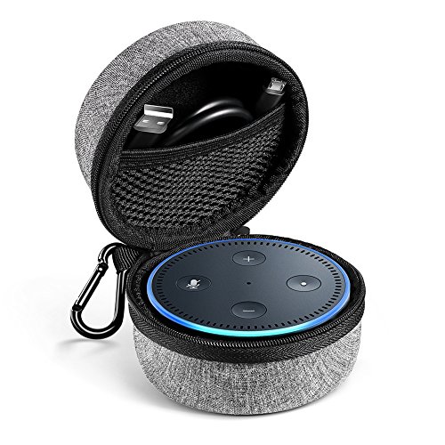 UGREEN Carrying Case Compatible for Echo Dot 2 Generation Travel Protective Waterproof Hard Case and Cover, Fits for USB Cable and Wall Charger Accessories