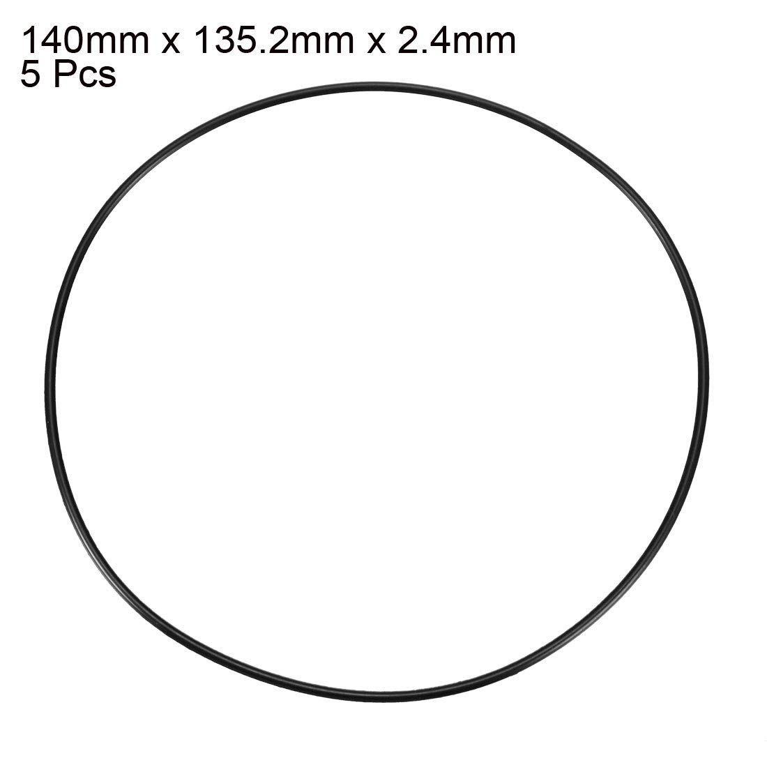 uxcell Nitrile Rubber O-Rings, 140mm OD 135.2mm ID 2.4mm Width, Metric Sealing Gasket, Pack of 5