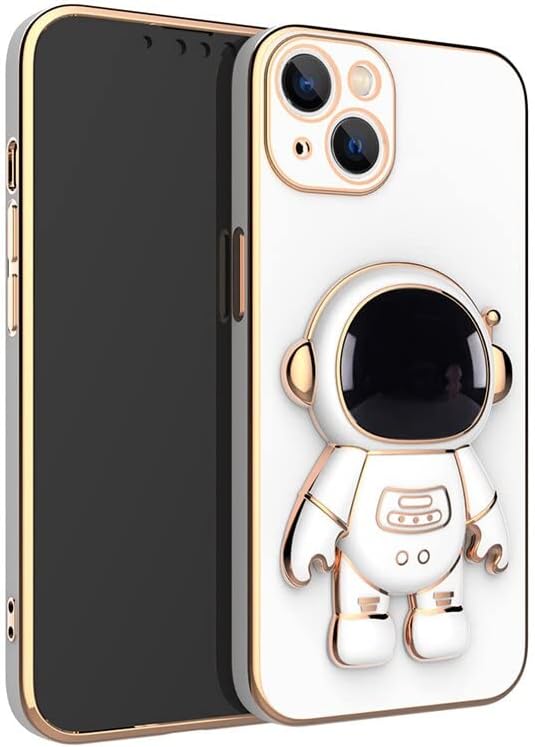 LuxuryKase TPU Electroplated Astronaut Folding Stand Case For Iphone 11 Pro/White