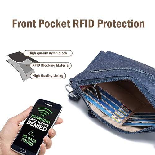Image of Small Wristlet Wallets for Women Nylon RFID Cross body bag | Cell Phone Purse with Built-In Card Slots for Daily Outings