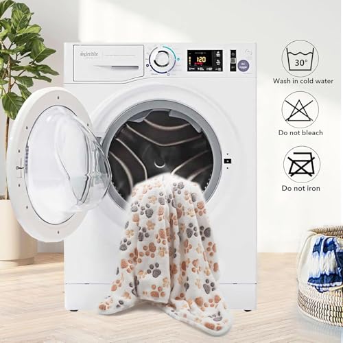 Image of 1 Pack 3 Small Puppy Blankets Super Soft Warm Sleep Mat Fluffy Premium Fleece Pet Blanket Flannel Throw for Dog Puppy Cat - White Paw Print Small(23 inchx15 inch)