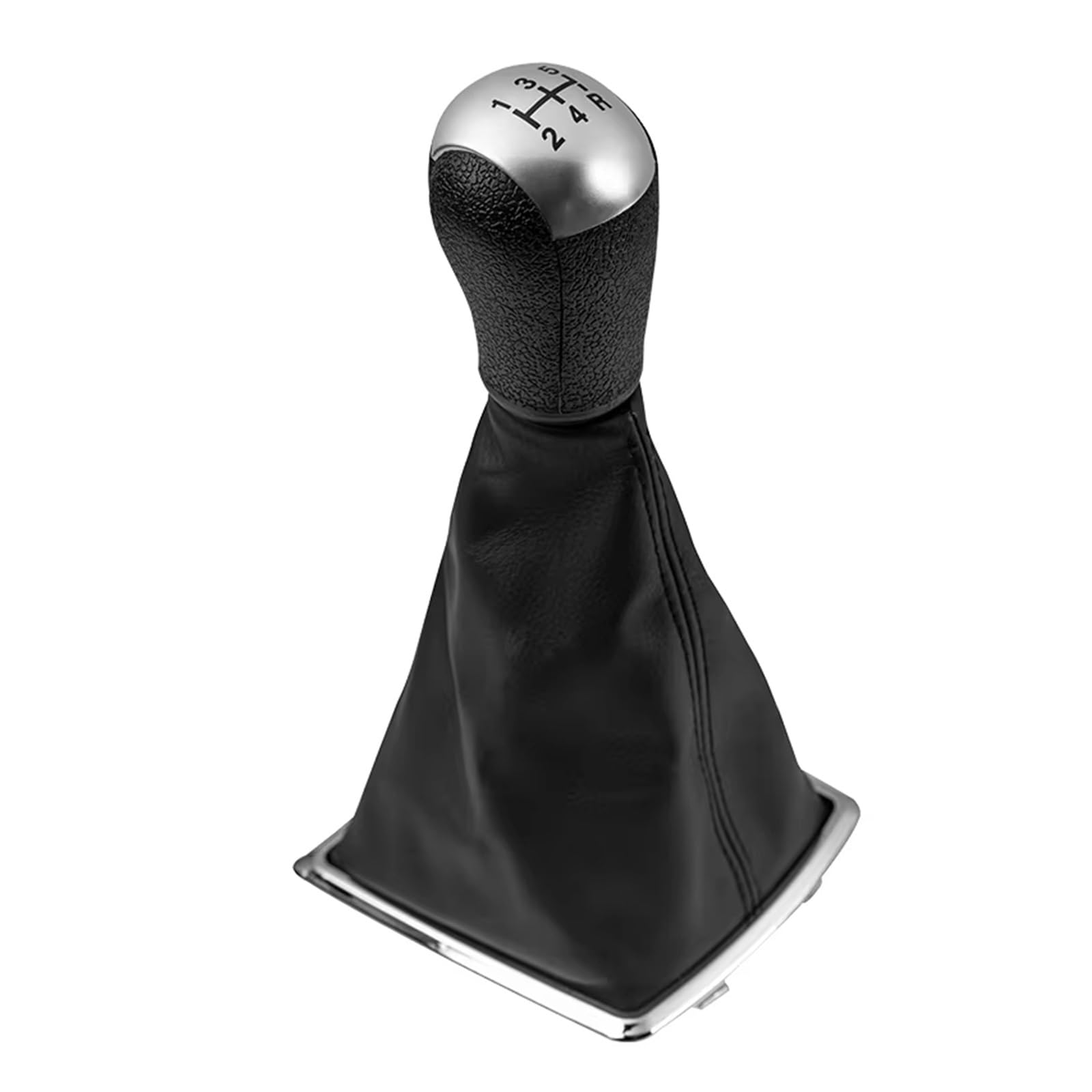 XKOEHXJ Car Gear Shift Knob for Focus for Mondeo MK2 II MK3 for S-MAX for C-MAX for Mustang for Fiesta for Galaxy 5/6 Speed Gear Shift Knob Shifter Lever Gearbox Boot Cover(5 Speed Silver)