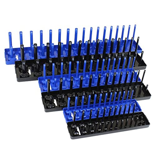 US PRO 6pcs Metric SAE Socket Rail Tray Rack 1/2" 3/8" 1/4'' Socket Storage Organiser Set Imperial