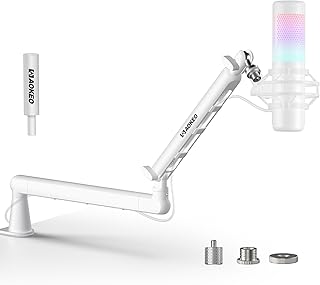 Microphone Arm,Aokeo AK-55 Desk Low Profile Adjustable Mic Boom Arm Stand,Suitable For Blue Yeti,Snowball iCE, HyperX QuadCast,SoloCast,Elgato Wave,Etc Microphone