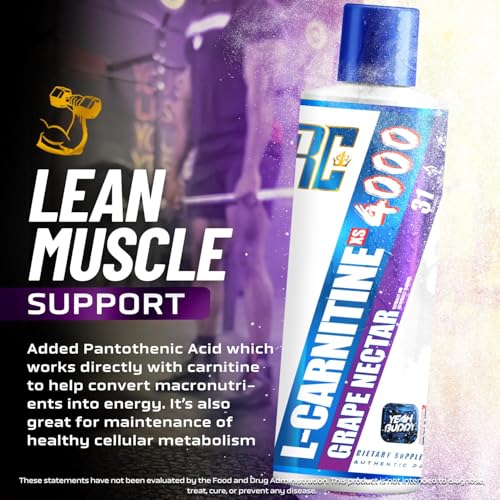 Image of Ronnie Coleman Signature Series L Carnitine XS 4000 Liquid, Stimulant Free, Sugar Free, Zero Carbs, Lean Muscle Strength Support for Men & Women, 16 Oz, Grape Nectar