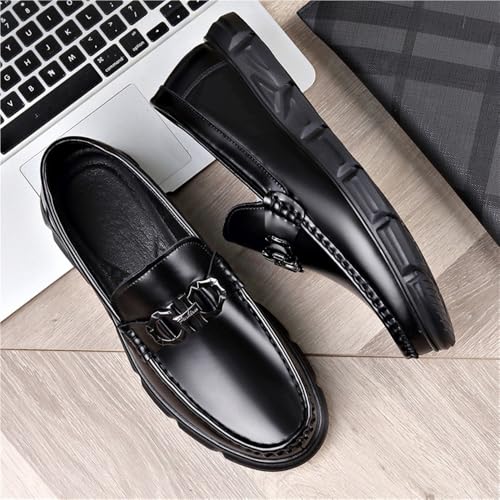 Party Loafers for Men's Suede Vamp Business Solid Color Round Toe Working Anti-Slip Rubber Sole Slip Resistant Block Heel Shoe4
