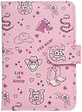 Life is Good Travel Passport Cover - Anti-Theft Passport Holder Wallet with Interior Card Slots with Magnetic Snap Closure, Howdy Pink