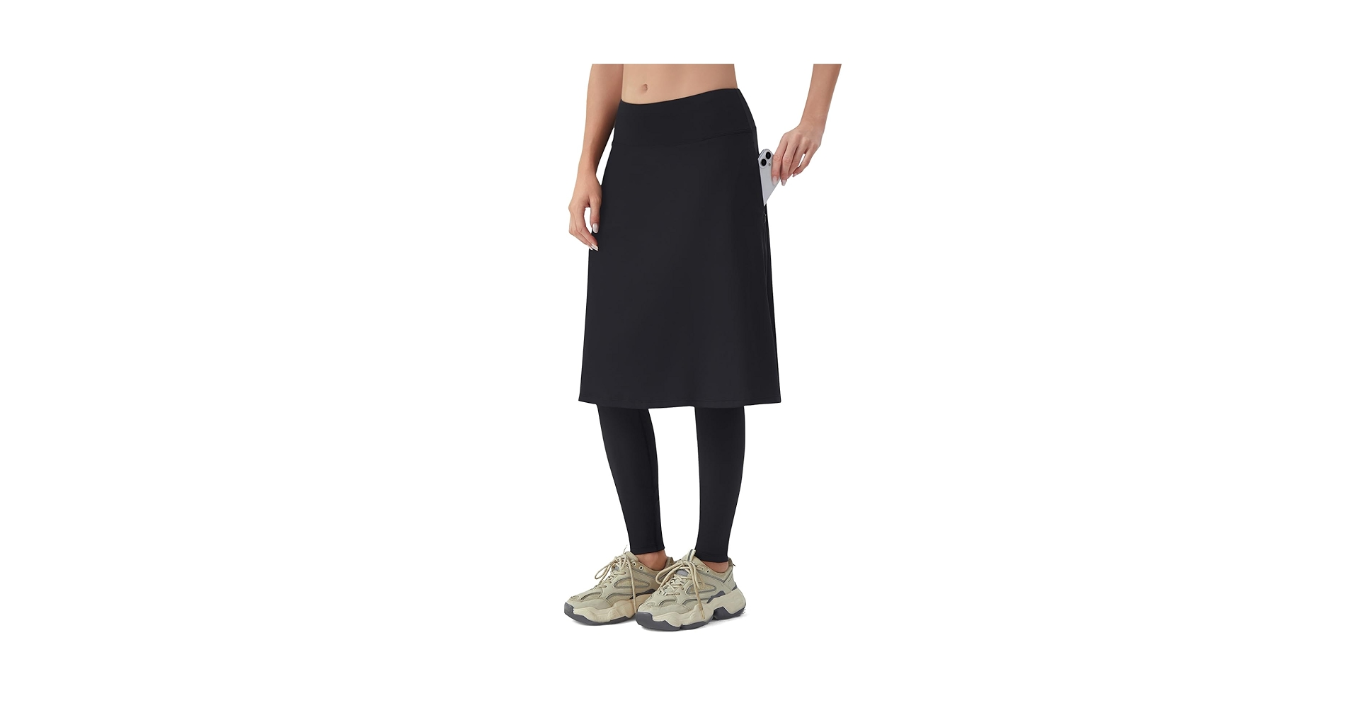 ANIVIVO Women Long Knee Length Skirt with Full Leggings