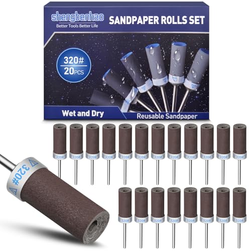 Image of 20Pcs 320 Grit Sanding Drums Sandpaper Sticks Set for Dremel Rotary Tool with 1 /8 inch Shank, Sanding Bits Kit Rotary Tool Accessories for Metal Rust Removal /Stone Grinding /Jade Polishing (320 Grit)