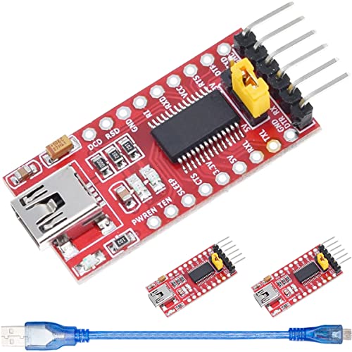 DAOKAI 3Pcs FT232RL Serial Adapter USB to TTL Serial Converter Module Mini USB Interface Support 3.3V 5.5V Stable Performance for Arduino and Raspberry Pi