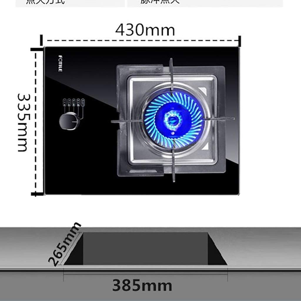 Gas cooktop Desktop Gas Hob Desktop Gas Stove Built-in 1 Burner 4.2KW Large Firepower Black Tempered Glass Panel and Flameout Protection [Energy Class A](B,LPG)