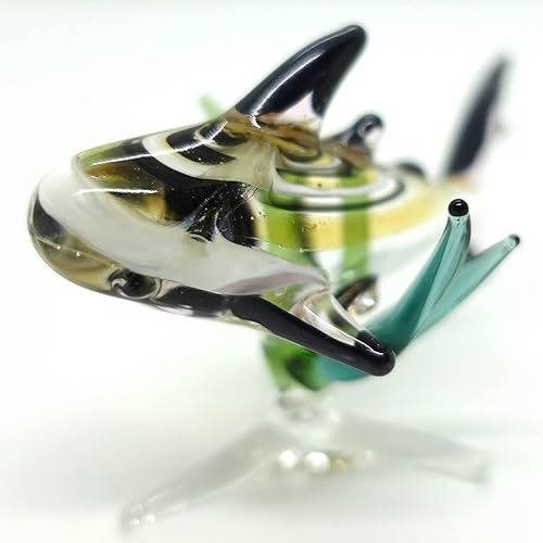 Figuras en miniatura de animales marinos con algas marinas, animales soplados a mano, arte coleccionable para decorar (tiburón ballena con algas