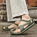 VULHVDJU Hand Knitted Sandals Flat Sandals for Men and Women Boho Sandals Open Toe Beach Slip-On Sport Sandal Beach Poolside Travel Camping (Green-B,38-39)