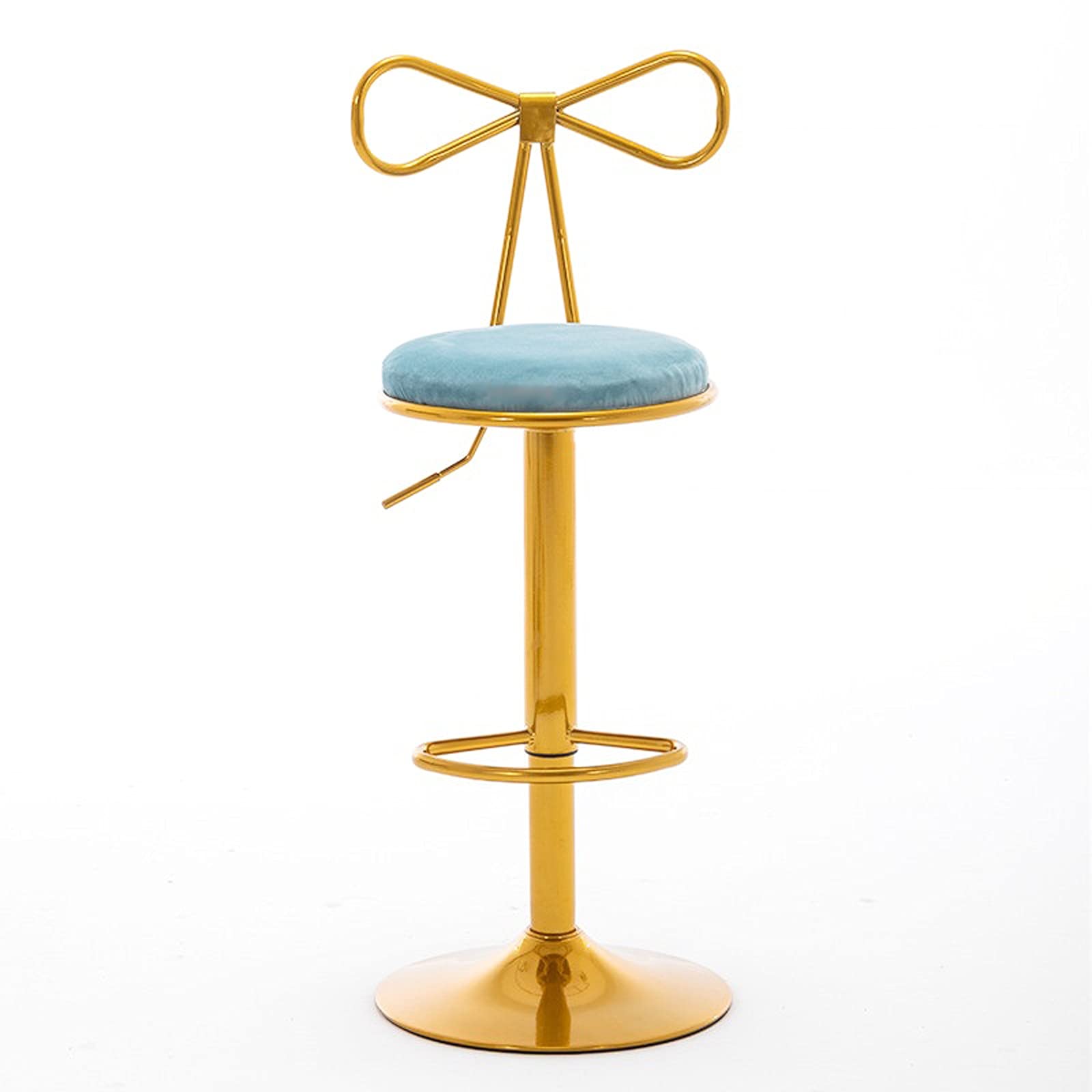 Tabouret de bar rotatif et réglable en hauteur avec dossier nœud doré