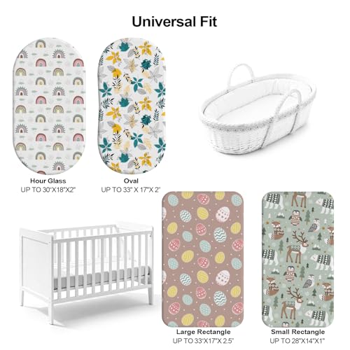 Image of Baby Bassinet Sheets for Baby Boy Girls,4-Pack Fitted Bassinet Sheets Set Compatible with Halo Bassinest Swivel Sleeper,Baby Delight,Angelbliss,32 inchX16 inch (Egg Collection)