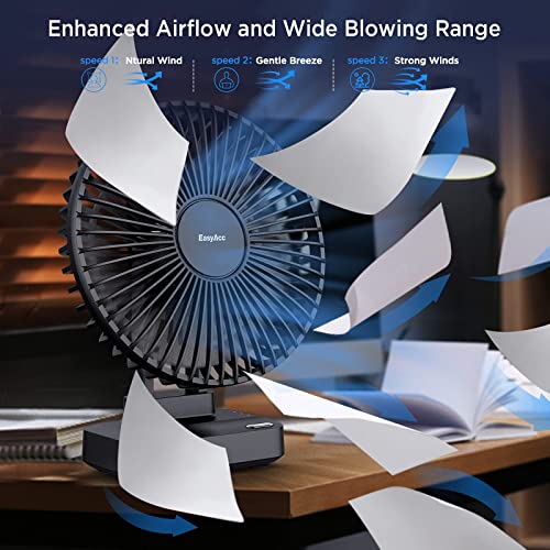 Easyacc Desk Fan Small Air Circulator Fan 7 Inch, 3 Speed Ultra-Quiet 90°Tilt Bedroom Fan, Personal Desktop Table Electric Cooling Fan For Bedside Office Home (No Battery) #TOP1