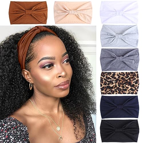 Image of Kachanaa 8 Packs Large Wide Headbands for Women's Hair,Non Slip Soft African Bandeau Hair Bands Makeup Yoga Workout Running Sweat Hair Wraps Fashion Hair Accessories for Black Women