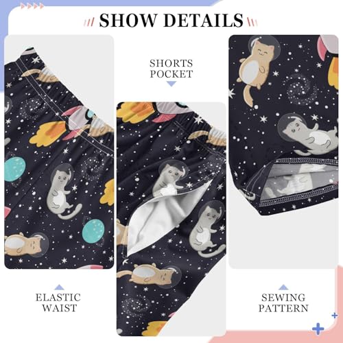 ZZXXB Space Cat Rocket Boys Long Pants Soft Trousers Elastic Waist Kids Lounge Bottoms with Pockets S-XL4