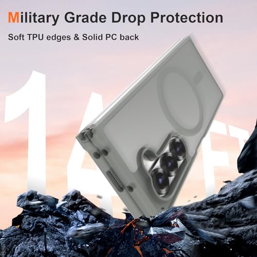 Image of ORETECH Magnetic Case Compatible with Samsung Galaxy Z Fold 6 Case, Translucent Back Non-Slip Hard PC Shockproof Bumper Protective Phone Case Cover for Samsung Z Fold 6 - Grey | Translucent Back Non-Slip Hard PC Shockproof Bumper Protective Phone Cover