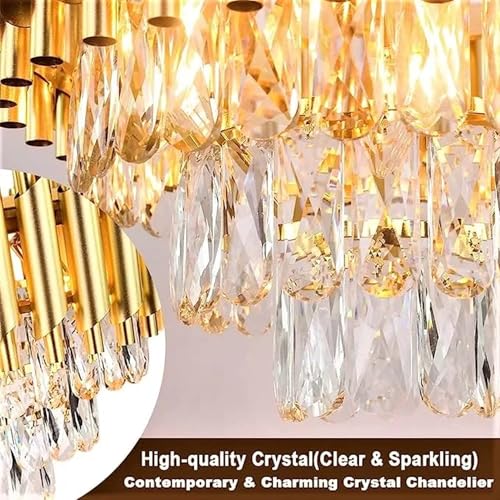 Image of Modern 5-Tiers Crystal Pendant Light Golden Round Ceiling Light Fixture (Antique, 600mm), 3 Colors Led Plate Included Warm White, Natural Light, Golden Chandelier Light (L-60*B-60*H-75 Cm) A