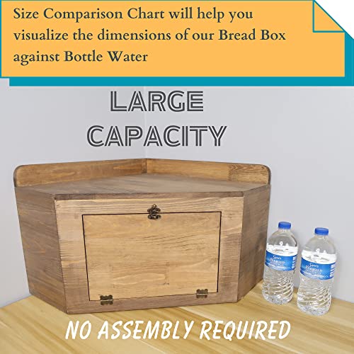 Besuerte Corner Bread Box, Farmhouse Bread Box For Kitchen Countertop, Vintage Bread Box, Bread Organizer Containers Storage Keeper Includes 2X16Oz Ceramic Mason Jars With Flowers, Jacobean Color #TOP5