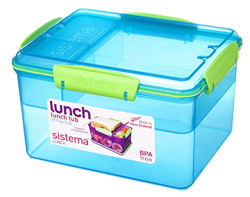Sistema Lunch Tub To Go, 77.7 oz, 2.3L (Blue with Green Accents)
