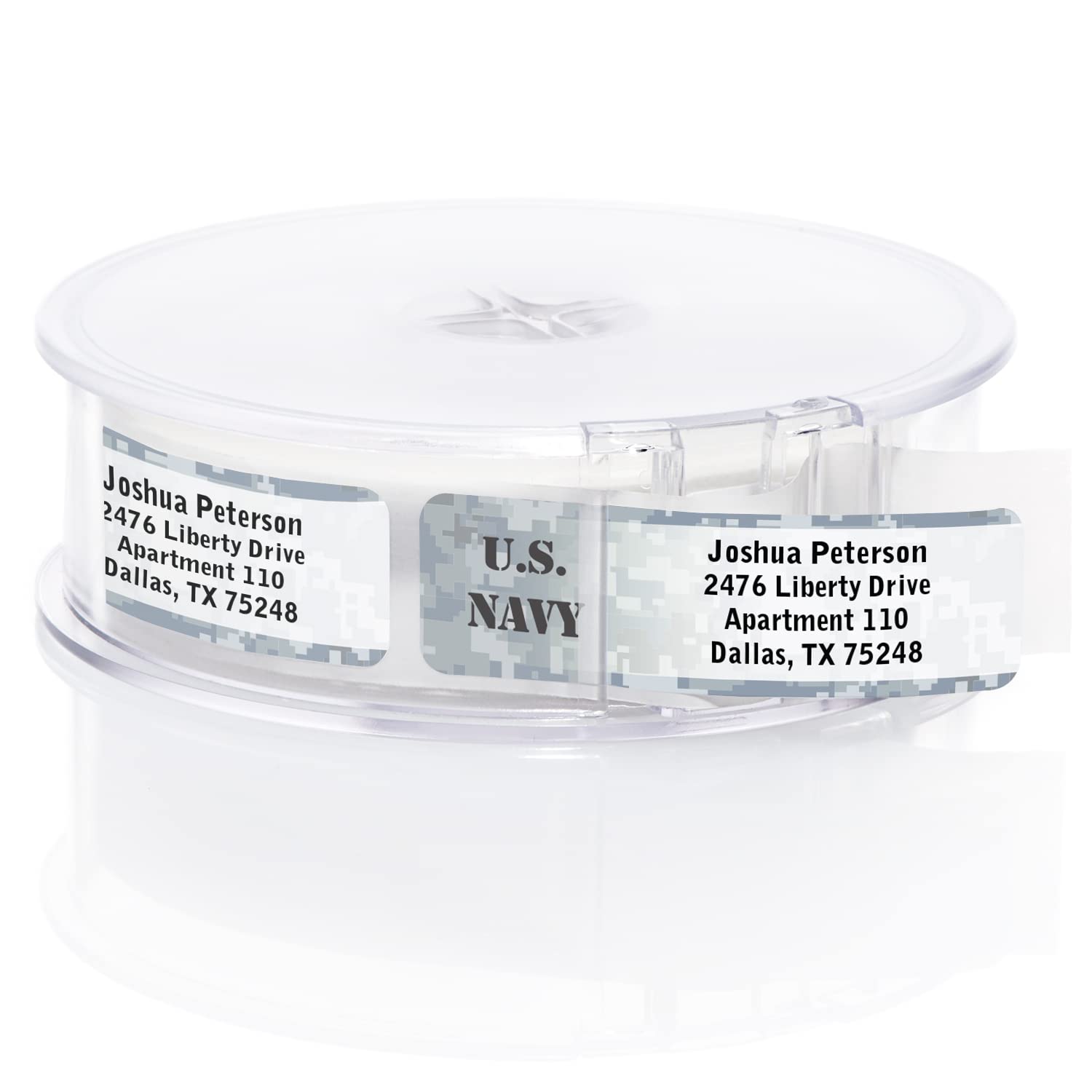 US Navy Rolled Address Label/Roll of 250 Blue Camouflage Military Veteran Personalized Address Labels/Designer Return Address Stickers in Elegant