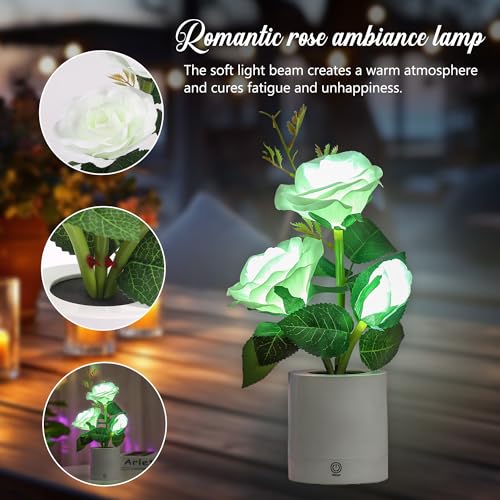 Image of Rose Night Light Gifts for Womens, Christmas Day Gifts for Mom Women Wife Friends Her Christmas Anniversary Birthday Gift, Perfect Ideal for Bedroom Ambiance Coffee Shop