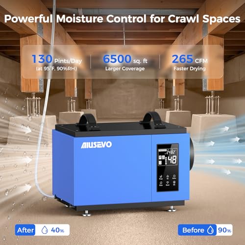130Pints Crawl Space Dehumidifier with Pump and Drain Hose up to 6500 Sq.Ft by Aiusevo - Used condition - Image 2